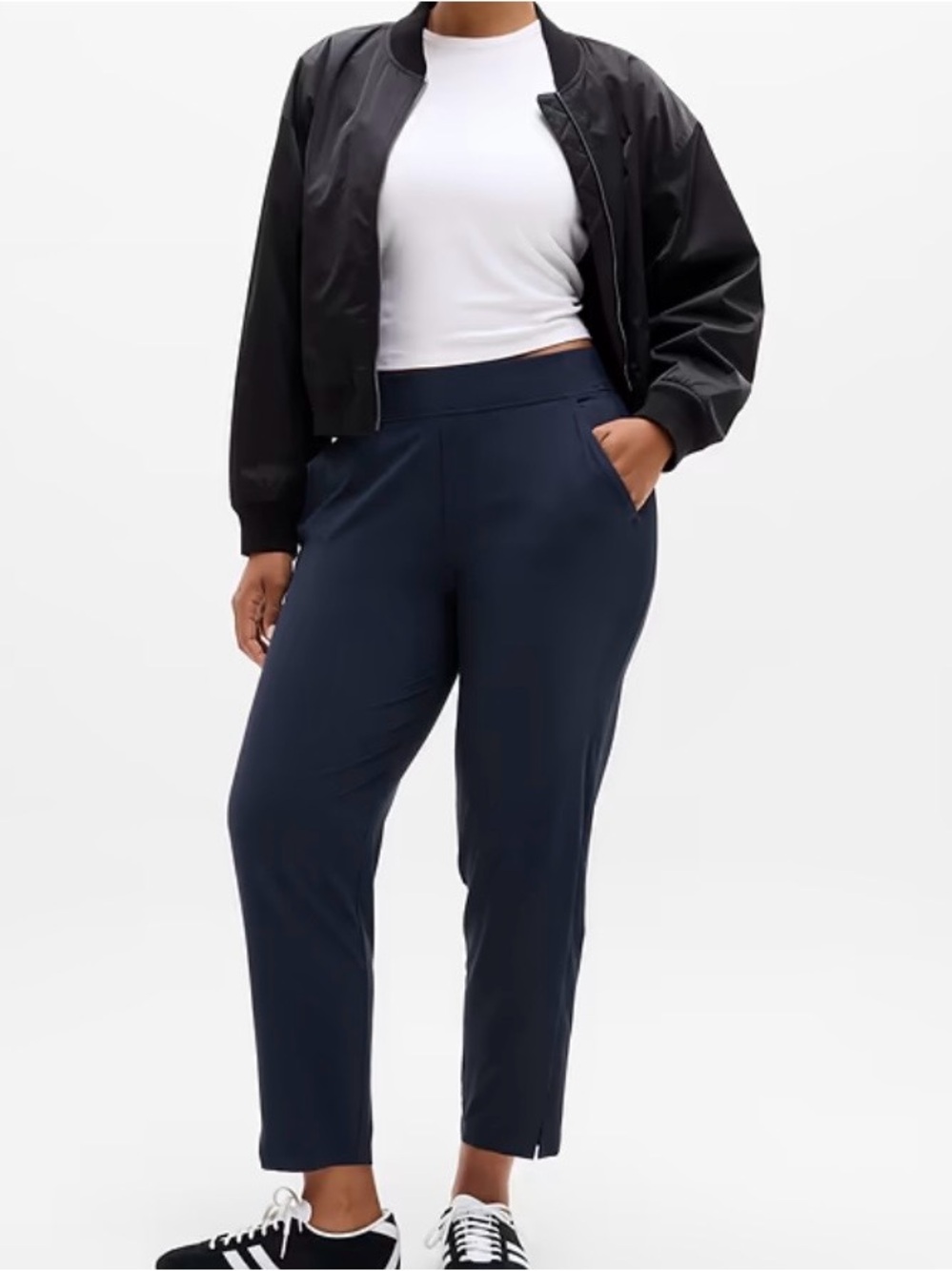 Athleta Brooklyn Mid Rise Ankle Pant Sz XL Navy  Waistband  Travel Casual